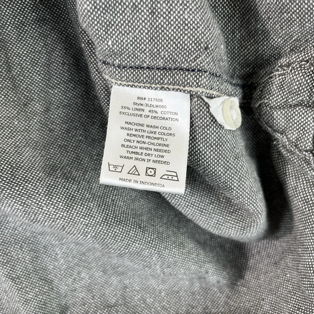 Levis Western Shirt Mens Small Gray Linen Blend Pearl‎ Snap Long Sleeve 3LDLW060